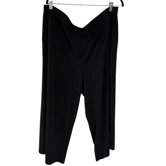 Susan Graver Liquid Knit Black Crop Wide Leg Pant Size 1X EUC - Picture 1 of 4